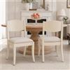 chairus Set di 2 Sedie Cucina in Legno di Gomma Massello Sedia Cucina Moderna con Seduta Imbottita in Lino Sedia da Sala da Pranzo Comoda per Cucina/Soggiorno/Ristorante, Bianco