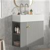 boorbin Mobile da bagno con mobiletto lavabo 55 cm, mobiletto per lavabo sospeso, piccolo mobile per il bagno degli ospiti (grigio+bianco)