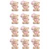 Digiglio Bomboniere Set 12 Pezzi Calamita Orsetto Beige e Rosa Decorazioni per Feste Bimba Battesimo Nascita