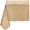 BEAUTEX Tovaglia Ornamenti damascati - tovaglia Senza Ferro - tovaglia antimacchia e di Facile Manutenzione - tovaglia, Ovale 160x220 cm, Cappuccino