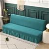 Surwin Copridivano Senza Braccioli 2/3 Posti Elasticizzato, Tinta Unita Antimacchia Fodera per Divano Letto Pieghevole Clic Clac Copri Divano con Gonna Arricciata (190-225cm,Lago Verde)