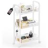 Goeasyoii Carrello a rotelle in metallo a 3/4/5 piani, Carrello Cucina Salvaspazio con Ruote, Carrellino Piccoli Spazi, Bagno Salotto Studio, facile da montare (Bianco, 5 piani)