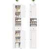 BEWISHOME Mobile da Bagno Alto, Armadio Bagno con 2 Ante e 1 Cassetto, Ripiani Regolabili, Mobiletto Bagnos Salvaspazio, per Bagno Soggiorno, Cucina, 30x30x180 cm, Bianco EYYG17M