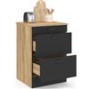 IDMarket - Base cucina 60 cm SUBTIL casseruola occasionale 3 cassetti legno e nero
