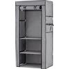 Baroni Home Armadio in Tessuto Richiudibile, Mobile Pieghevole Salvaspazio con Struttura in Ferro per Camera da Letto, Cabina Armadio, Grigio, 3 Ripiani, 1 Barra Appendiabiti, 70x46x148 cm