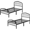 Yaheetech Set di 2 Struttura Letto Singolo Moderno in Metallo con Testiera Rete a Doghe per Camera 90 × 200 cm Nero