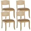 chairus Set di 4 Sedie Cucina in Legno di Gomma Massello Sedia Cucina Moderna con Seduta Imbottita in Ecopelle Sedia da Sala da Pranzo Comoda per Cucina/Soggiorno/Ristorante, Marrone
