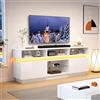 MURUL Mobile TV Lowboard 160 x 35 x 60 cm, bianco lucido, con ripiano in vetro, LED, MDF, per TV da 60 pollici, soggiorno