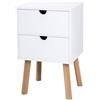 POSNORD Tavolino da Notte 34,5x30x55,5 cm con 2 Cassetti - Comodino in MDF e Legno di Faggio, Frontali Laccati, Stile Nordico, Assemblaggio Semplice, Bianco