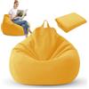 Zinueen Fodera per pouf senza imbottitura (XL 100x120 cm) - Pouf per esterni per adulti e camerette per bambini | Lino-cotone | Pouf per gaming, soggiorno e giardino (Giallo)