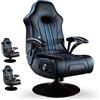 X Rocker X-Rocker Torque - Sedia da gioco con console da gioco, 2.1 stereo, connettività Bluetooth, vibrazione reattiva, base pieghevole, in finta pelle lavabile, per ragazzi e adulti, colore: nero e blu