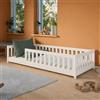 Kids Collective Letto a terra per bambini 80x180 cm con protezione anticaduta e rete a doghe Letto Montessori Letto a sponde Letto per bambini e ragazzi Letto singolo | Cotone | dai 3 ai 10 anni