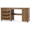 LIFEZEAL 3 in 1 Armadietto per Cucito, Tavolo per Macchina da Cucire, Salvaspazio, Pieghevole, Mobile, Tavolo da Stiro, Credenza, 6 Ruote, 3 Mensole e 1 Ripiano, Ampio Piano, 158,5x50x74cm (marrone)