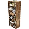 Teramico Cassette di legno fiammate con tavola centrale/ripiano intermedio per la conservazione delle scarpe (set da 50/3 pezzi, con ripiano lungo)