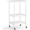 RELAX4LIFE Supporto per Stampante a 3 Livelli, Carrello Porta Stampante con Ruote Bloccabili e Altezza Regolabile, Tavolino Multiuso per Fax e Scanner, 49 x 40 x 65/77 cm (Bianco)