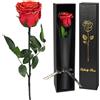 Yamonic Rosa Stabilizzata Regalo Donna,Rosa Eterna con Steli Regalo per Donne Compleanno,Idee Regali per Lei,Regali Mamma Natale San Valentino Festa della Mamma,Vera Rosa Rossa