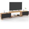 IDMarket - VLAD Mobile TV allungabile a 2 ante in legno e nero 140-240 cm