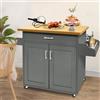 UISEBRT Carrello da cucina con piano di lavoro in legno, tavolo con ruote, armadio da cucina con cassetto e ripiano, colore grigio