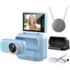 Vilgftyiet Action Camera Mini-Panoramica, Videocamera Portatile a 360° con Supporto Magnetico, Anti-Shake, Connettività WiFi, Leggera per Ciclismo Outdoor (Blu)
