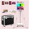 NEWESGOGO Treppiede PhotoBooth RGB Light con touch screen da 15,6 pollici, fotocamera DSLR per selfie e fototessere, portatile, per feste di nozze, eventi, noleggio (bianco, macchina + stampante)