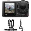 DJI Osmo Action 4 Motorcycle & Mountain Biking Combo - Filmati in 4K/120 fps di qualità con FOV immersivo di 155º, fotocamera con sensore da 1/1.3" con supporto per fascia toracica indossabile