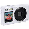 RASTKY Fotocamera Digitale 5K 80MP Zoom 18X Fotocamera CCD a Doppio Schermo Messa a Fuoco Automatica per Vlogging con WiFi per Documentazione Fotografica e Streaming Live (WHITE)