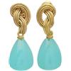 Zayka Jewelry Orecchini donna particolari pendenti lunghi con pietra naturale Calcedinio Turchese in argento 925 placcati oro giallo 18K realizzati a mano