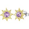 ChicSilver Orecchini a Lobo Argento 925 Sole Orecchini con Ametista Orecchini con Pietre Viola Alessandrite Giugno Confezione Regalo