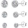 Candyfancy Piccoli orecchini in argento Sterling 925 placcato oro, per uomo e donna, con mini zirconi, 3 mm, 4 mm, 5 mm, 3mm, 4mm, 5mm, Zirconia cubica, Zirconie sintetico