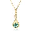 PAKORIO Collana moissanite twist elegante donna, 1ct VVS1, placcata oro 14K minimalista, ipoallergenica, catena regolabile 40-45cm, anti-ossidazione, regalo(Verde acqua)