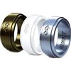 Rinfit - Fede nuziale da uomo in silicone da 1 o 3 anelli, design sicuro e morbido, misura 7 - 14 colori metallizzati (10, bronzo, bianco e argento)