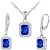 INFINIONLY Parure di gioielli con pietre preziose blu da donna, Collane ciondolo e Orecchini in Argento 925, Set di gioielli con zirconi taglio a smeraldo, Gioielli moda per matrimoni e quotidiano