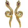 Zayka Jewelry Orecchini donna a forma di serpente pendenti lunghi in argento 925 placcati oro giallo 18K carati con pietre rosse.