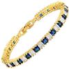 Rizilia Bracciale tennis placcato oro giallo simulato blu zaffiro CZ 18 carati RIZILIA Ice Cube, 7