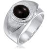 Kuzzoi Anello con sigillo da uomo con onice (10 mm) in argento sterling 925 lucido, anello in argento massiccio stile vintage, per uomini di misura 60-66, 0612143024, 64, Onice