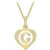 CARISSIMA Ciondolo a forma di cuore iniziale O in oro giallo 9k con taglio a diamante su catena a maglie - per donna, 46 cm/18