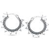 LeCalla Orecchini a cerchio tribali vintage in argento Sterling 925 da donna, design con perline ossidate e punteggiate, orecchini ad anello con chiusura a scatto, orecchini a cerchio in argento