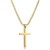 HSWYFCJY Collana Uomo Croce Ciondolo Croce Grande Crocifisso Collana Oro Uomo Acciaio Inossidabile Catena Gioielli Ciondolo 60cm