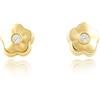 Monde Petit Mondepetit - Orecchini bambini fiore margherita Zircone Oro Giallo 18K - Scatola Regalo - Certificato di garanzia