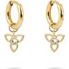 Tamaris Orecchini a cerchio in acciaio inox con zirconi e ciondolo a forma di fiore, oro IP, 1,5 cm, chiusura a clip, impermeabile e delicato sulla pelle