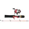 RANRAO Canna da pesca sul ghiaccio per bambini, 52 cm, a due sezioni, in acciaio inox, leggera, portatile, per giovani pescatori per uso invernale (canna + mulinello)