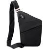 Générique Borsa a tracolla da uomo, zaino borsa da petto a spalla, Sling Petto Borsa a tracolla portatile impermeabile grande capacità per campeggio uso viaggio escursionismo, Nero , B : épaule droite