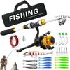 Generic Canna da pesca e mulinello Combo - Set di attrezzi telescopici con borsa per il trasporto, combo canna da pesca - per acqua salata, acqua , ghiaccio, surf, bacino, mare, lago, fiume, stagno