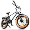 HANEVEAR Bici Elettrica Uomo, Batteria Da 48 V 18Ah Con Autonomia 80-120km, 20 x 4.0 Pneumatici Grassi e 250W 80Nm Motore Senza Spazzole, Fat Tire Bici Elettrica Sospensione Completa