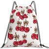 HLBSDM Zaino facile da trasportare con coulisse, fantasia leopardata, fiocco, ciliegia, traspirante, con chiusura a coulisse, ideale per il jogging.