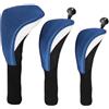 AsrMyjcx 3 Pezzi Golf Club Head Cover Set Driver Copri Testa Legno Cover in Poliestere Rimovibile Pratica Adatto per Regali Pratica sul Campo da Golf, Blu
