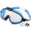 XVDRFSD Occhialini Nuoto Uomo Occhialini da nuoto antiappannamento for bambini con clip for naso e tappi for le orecchie, impermeabili, monopezzo, for bambini, adolescenti e ragazzi.(Blue)