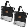 VILLCASE Set 2 Pezzi Borsa da Toilette Portatile in Poliestere Nero con Rete Resistente e 2 Tasche Multi-funzionali, Leggera e Traspirante per Spiaggia Famiglia e Viaggio