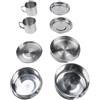 RANRAO Set di 8 pentole da campeggio in acciaio inox, kit da cucina per 5-6 persone con manici pieghevoli, set portatile per escursioni
