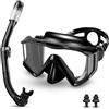 Collazoey Set da snorkeling per adulti, con boccaglio a secco, impermeabile, anti-appannamento, con lente in vetro temperato, set da snorkeling e immersioni